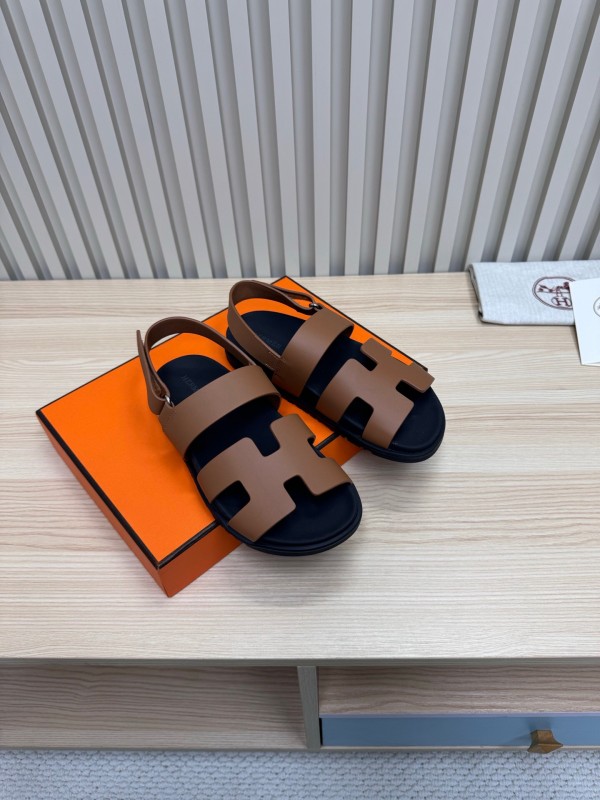 2025 Women Hermès Brown Leather Sandals