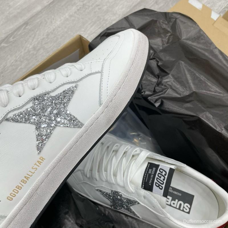 2024 Unisex GGDB White Silver Glitter Leather Sneakers MJ00260