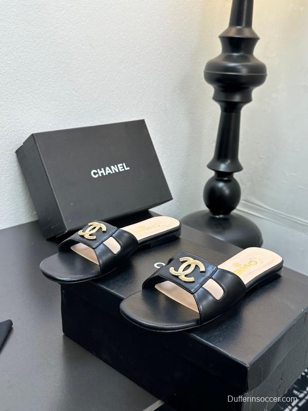 2025 Slippers Chanel Black Lambskin Slippers