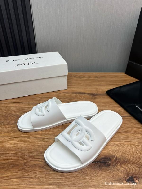 2025 Dolce & Gabbana White Rubber Slippers