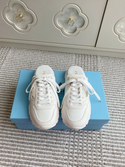 2025 Women Prada White Leather Sneakers LY00290