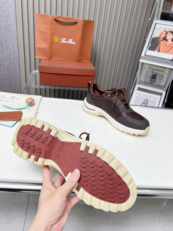 2024 Men Le Parmentier Brown Leather Mesh Sneakers MJ00350
