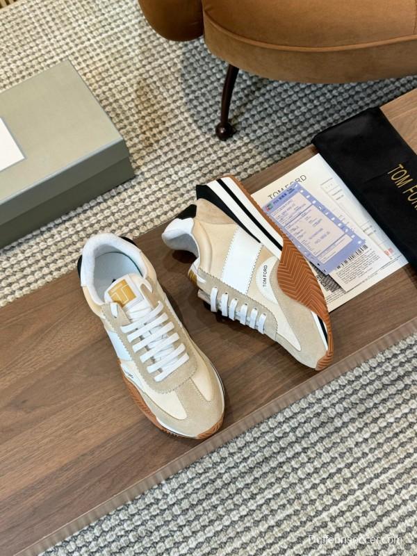 2025 Unisex TOM FORD Beige White Black Suede Leather Sneakers LY00360(F)/LY00370(M)