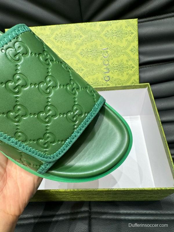 2024 Slippers Gucci Green Leather Slippers MJ00200