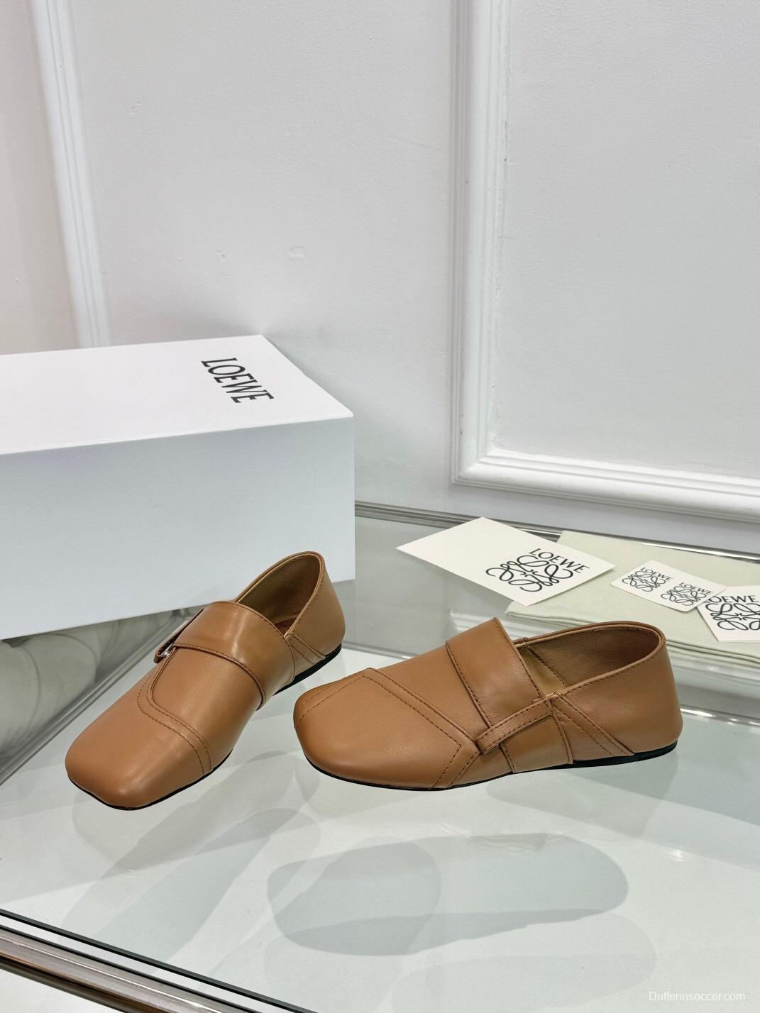 2025 Women Loewe Brown Leather Loafers LY00291