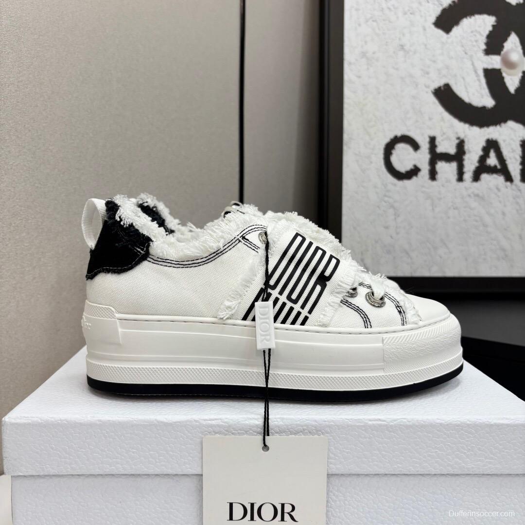 2025 Women Dior White Black Canvas Sneakers LY00300