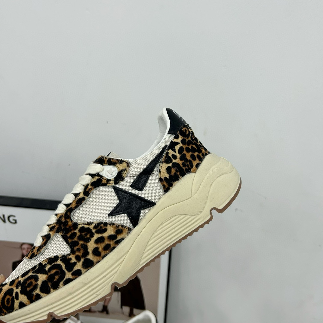 2024 Unisex GGDB White Black Leopard Mesh Leather Sneakers