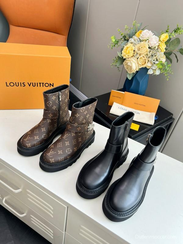 2024 Women Louis Vuitton Brown Monogram Leather Ankle Boots MJ00310
