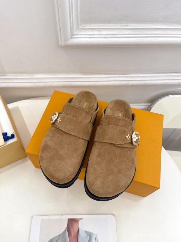 2025 Slippers LV Brown Suede Slippers