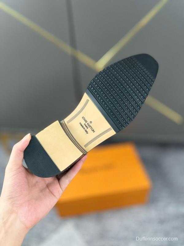 2024 Men Louis Vuitton Black Leather Formal Shoes MJ00380