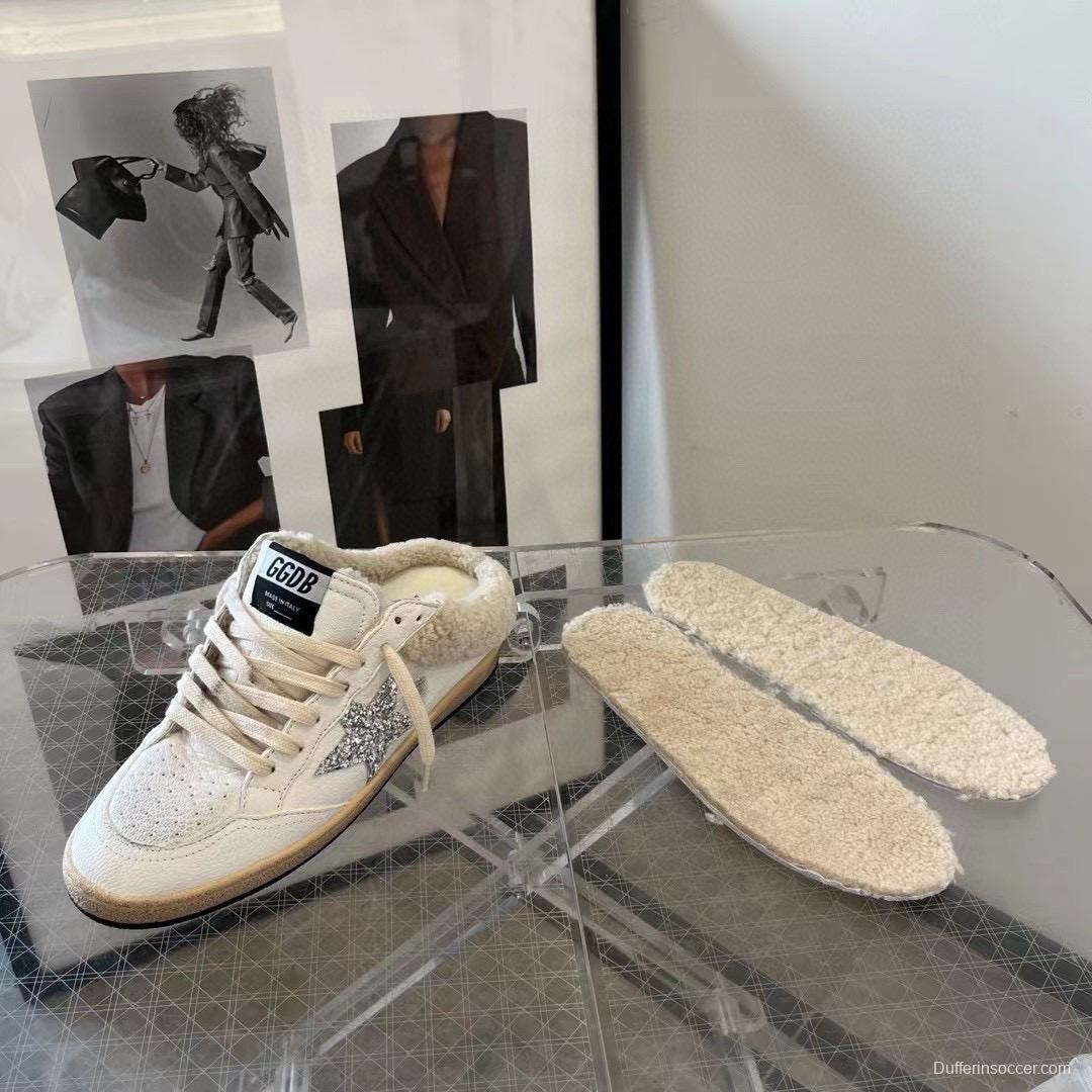 2024 GGDB white silver leather shearling sneakers MJ00280