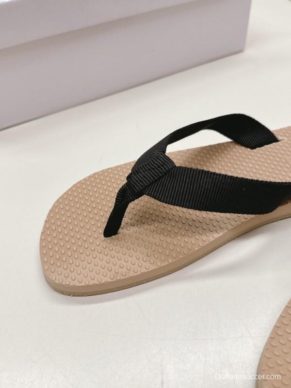 2025 The Row Black Beige Fabric Slippers