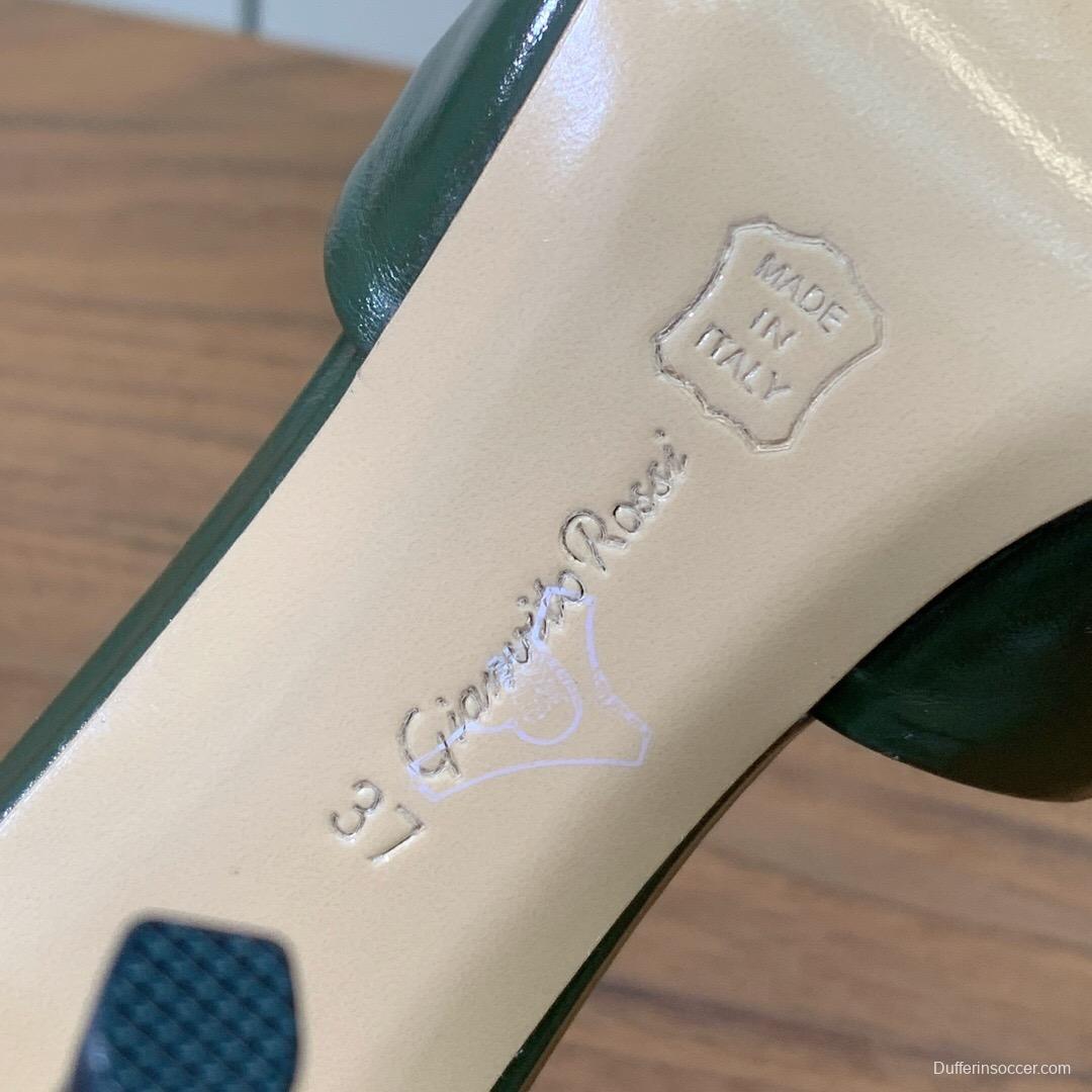 2025 Women Gianvito Rossi Green Leather High Heel Mules