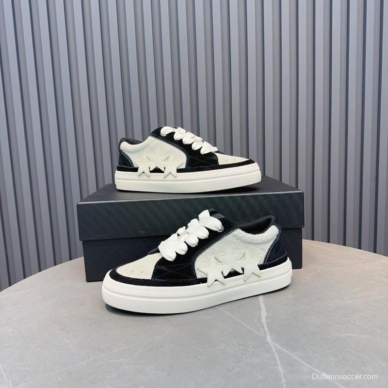 2024 Unisex Amiri Black White Leather Sneakers MJ00300