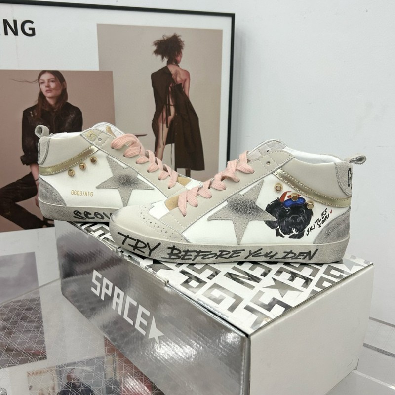 2024 Unisex GGDB White Pink Grey Suede Leather High Top Sneakers MJ00300