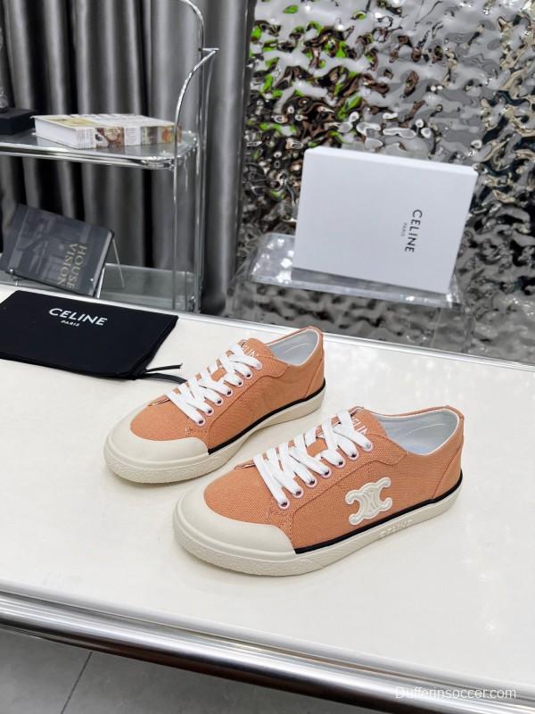 2025 Women Celine Apricot Canvas Sneakers LY00210