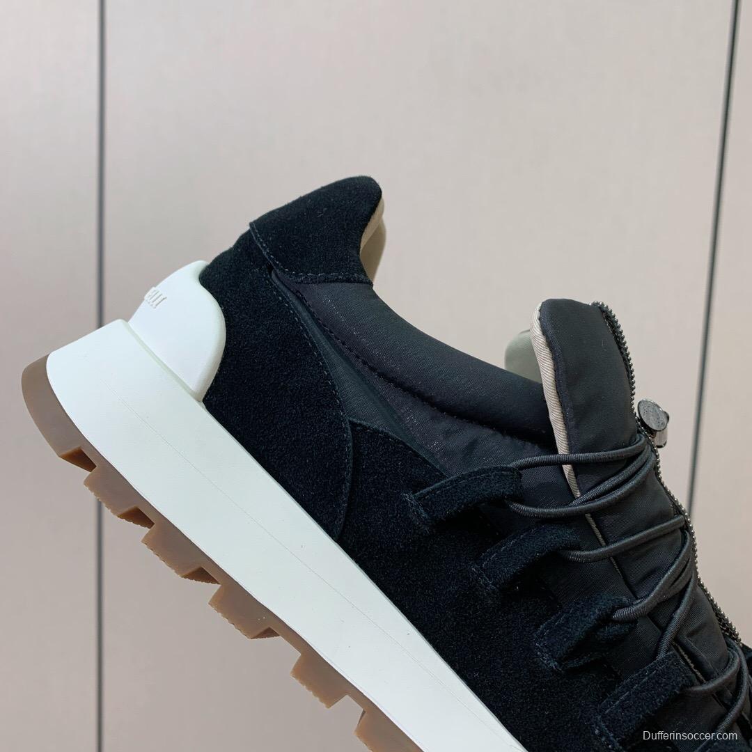 2025 Unisex Brunello Cucinelli Black Suede Leather Sneakers LY