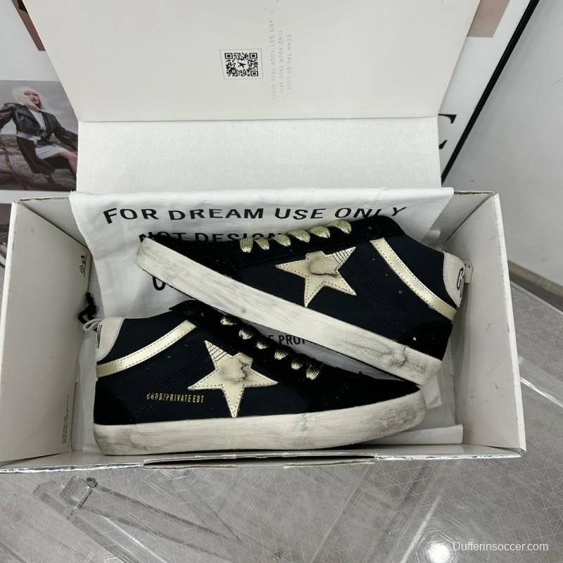 2024 Unisex GGDB Black Gold Leather Suede High Top Sneakers MJ00300