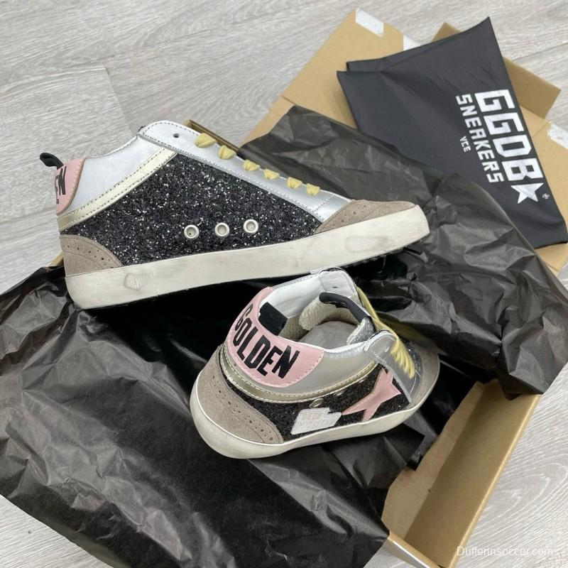 2024 Unisex GGDB pink black silver glitter suede leather high top sneakers MJ00300