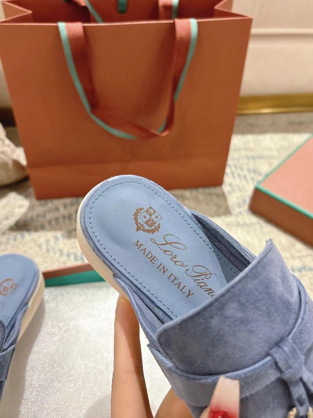 2025 Women LP Blue Suede Slippers LY00260