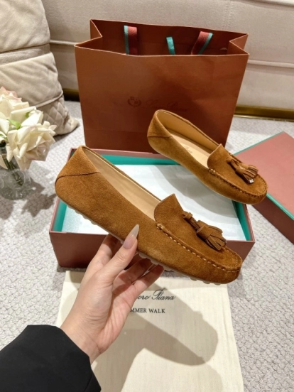 2025 Women LP Brown Suede Loafers Tassel LY00291