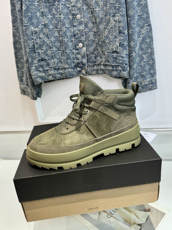 2024 Unisex UGG Black Chestnut Military Green Sheepskin Work Boots MJ00300