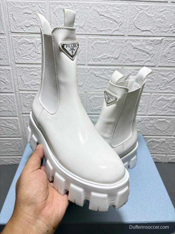 2024 Women Prada White Leather Boots MJ00380