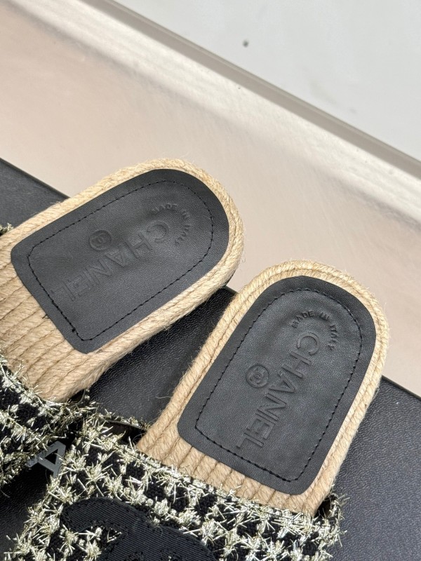 2025 CHANEL Black White Tweed Slippers