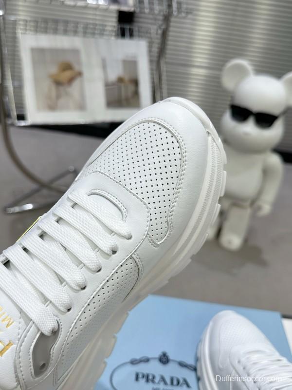 2025 Unisex Prada White Leather Sneakers KFY00310