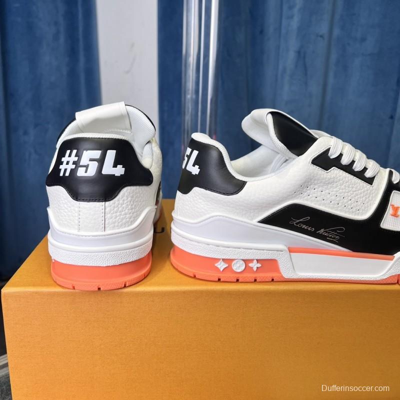 2025 Unisex Louis Vuitton White Black Leather Sneakers