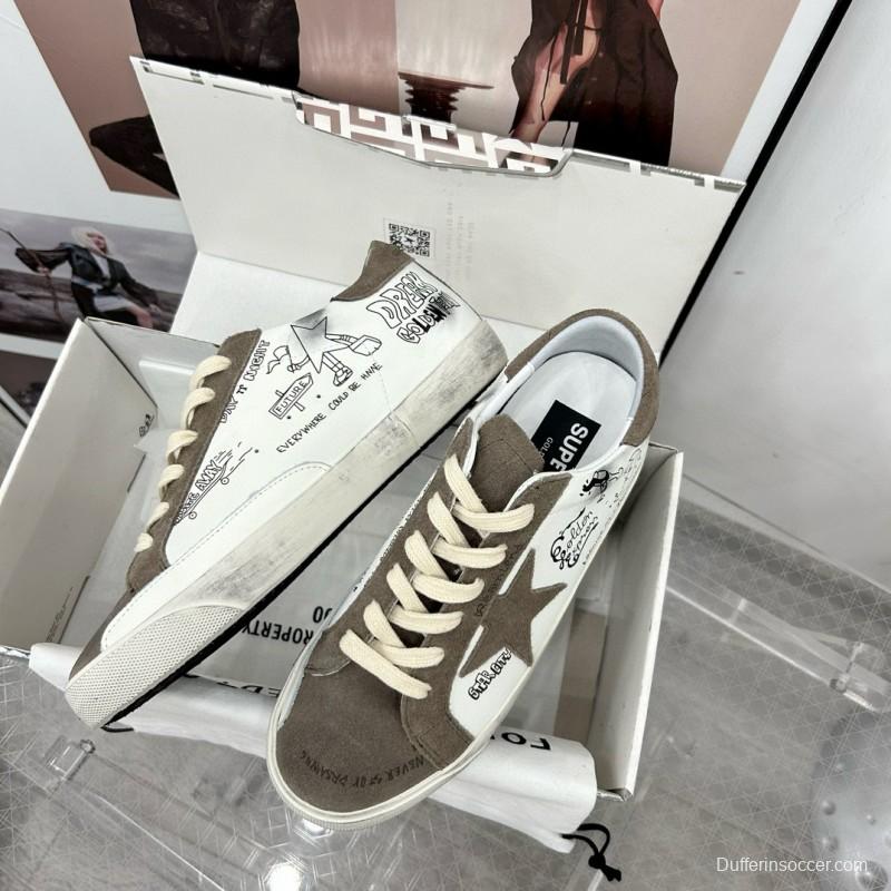 2025 Unisex GGDB White Grey Suede Calf Leather Sneakers