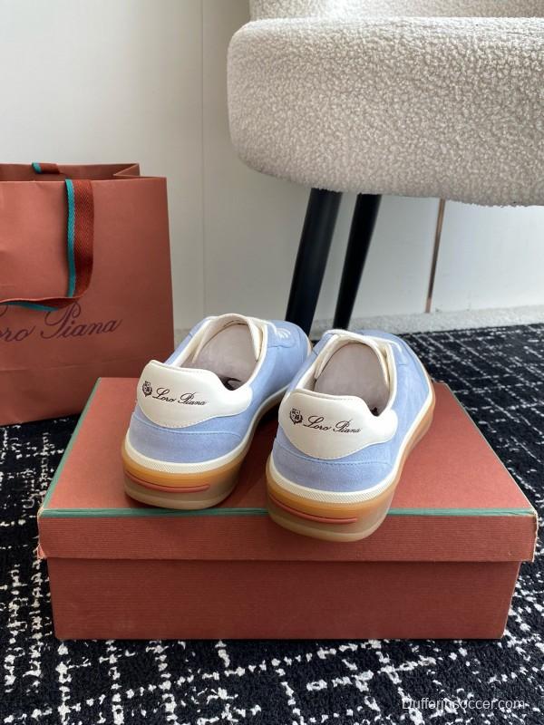 2024 Unisex Loro Piana Light Blue White Custom Leather Sneakers MJ00320