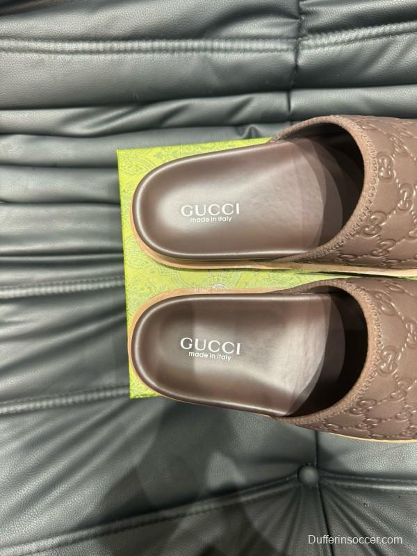 2024 Gucci brown leather Slippers MJ00200