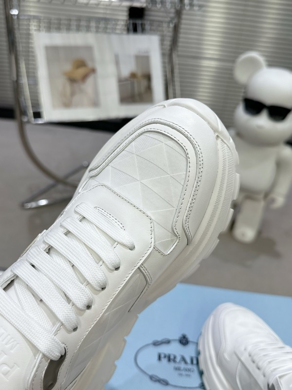 2025 Unisex Prada White Leather Sneakers