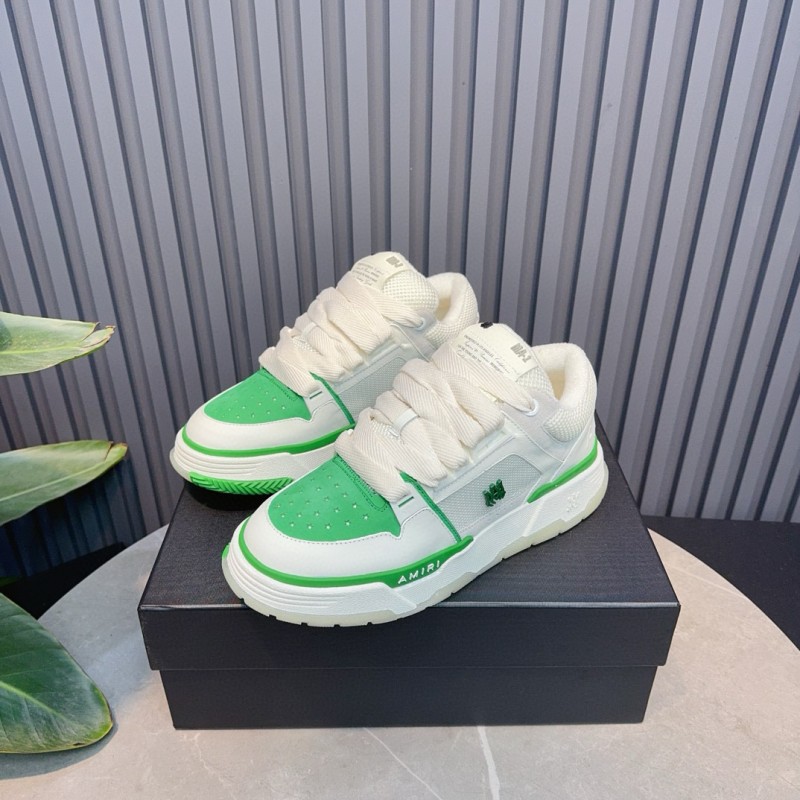 2024 Unisex Amiri White Green Leather Mesh Sneakers MJ00360