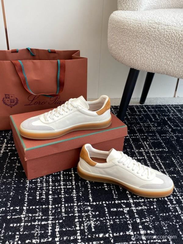 2024 Unisex Loro Piana White Beige Leather Calfskin Plimsolls MJ00320