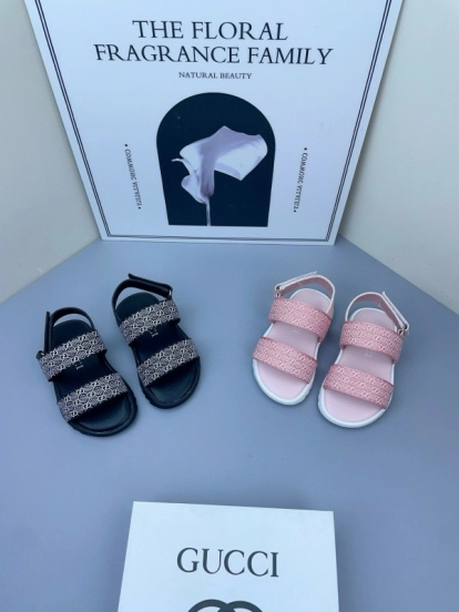 2025 Kids Gucci Black Pink Fabric Sandals