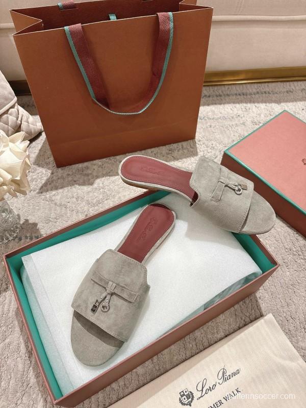 2025 Women LP Brown Suede Slippers LY00370