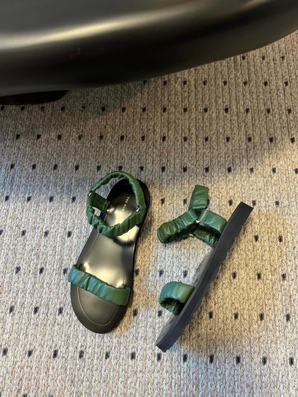2025 Women The Row Green Leather Sandals