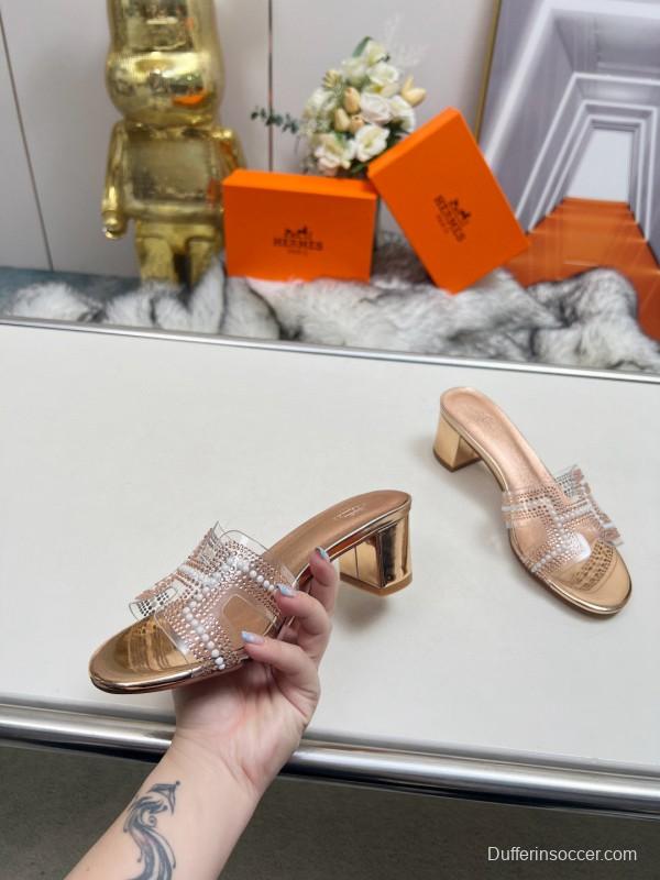 2025 Hermès Beige Leather Slippers MJ00180