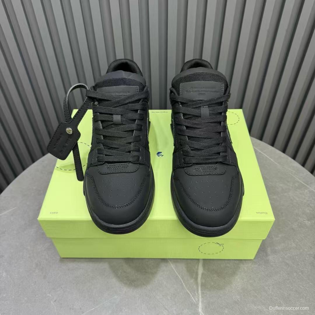 2025 Unisex Off-White Black Leather Sneakers KFY00310