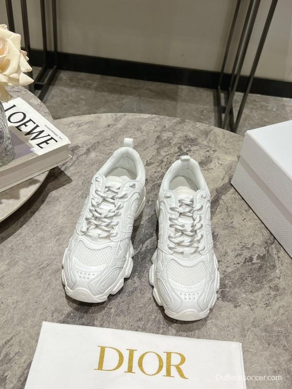 2025 Women Dior White Fabric Running Shoes KFY00370