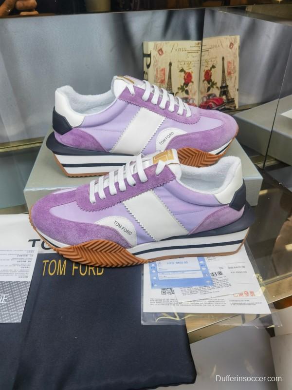 2025 Unisex TOM FORD Purple White Suede Leather Sneakers LY00360(F)/LY00370(M)
