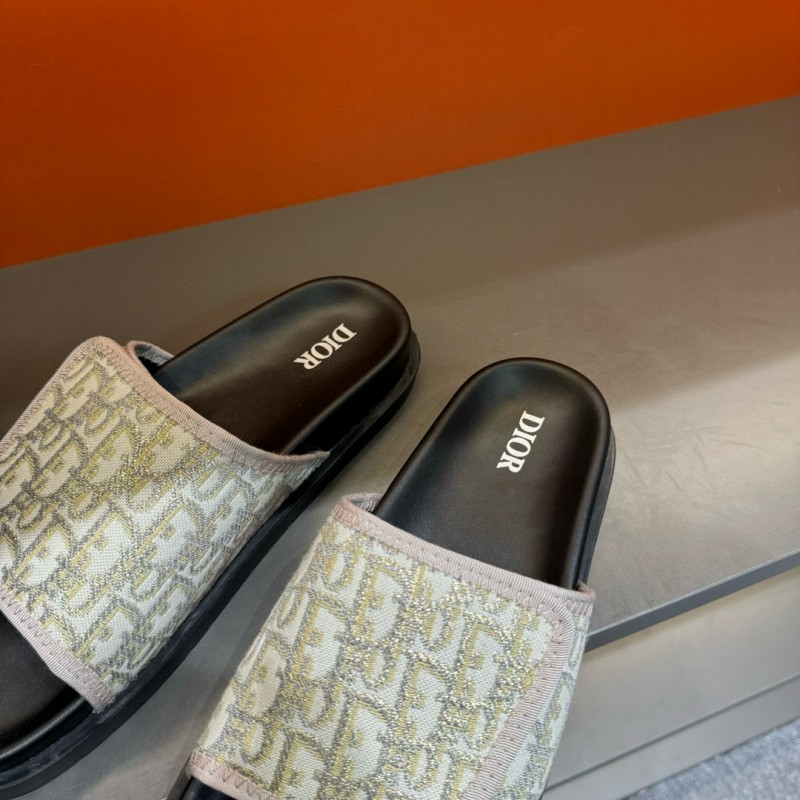 2024 DIOR beige black fabric slippers MJ00180