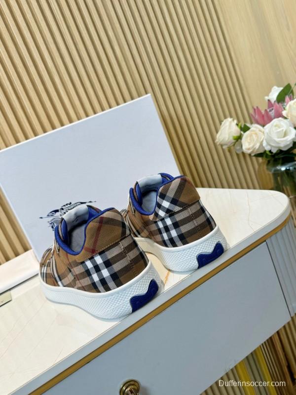 2024 Men Burberry Brown Black White Canvas Casual Sneakers MJ00320
