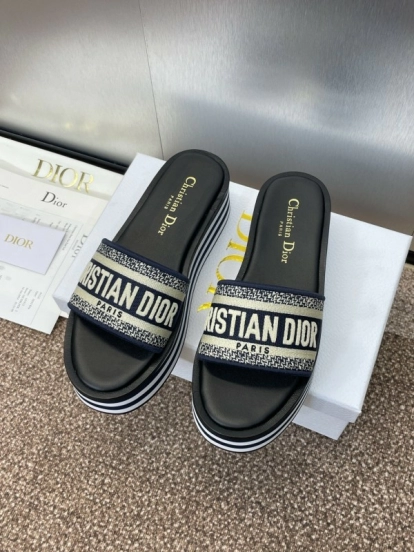 2025 Slippers Dior Black Canvas Slippers