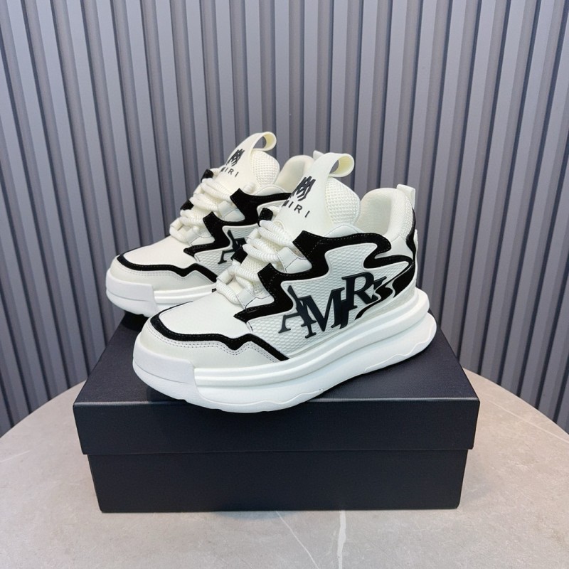 2024 Unisex Amiri White Black Mesh Leather Sneakers MJ00410