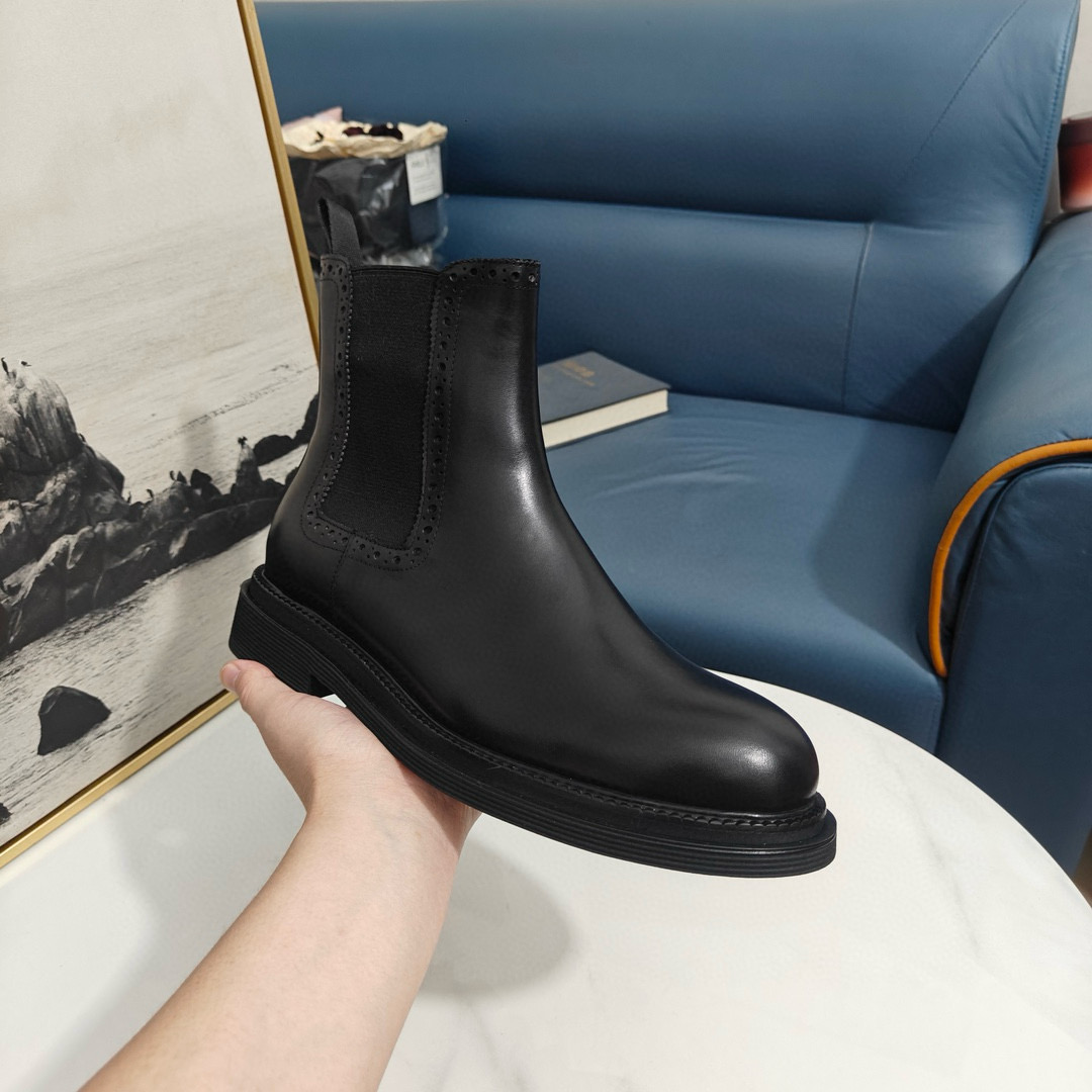 2024 Men Dolce & Gabbana Black Leather Chelsea Boots