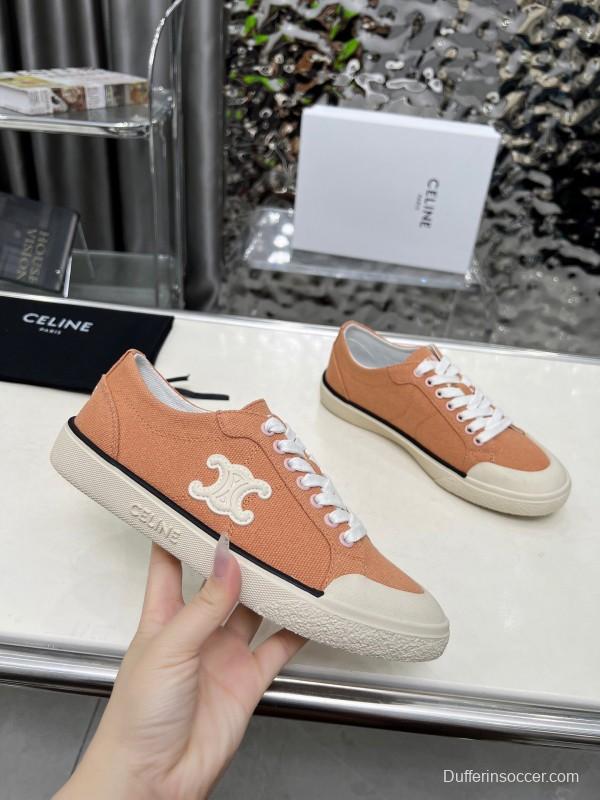2025 Women Celine Apricot Canvas Sneakers LY00210