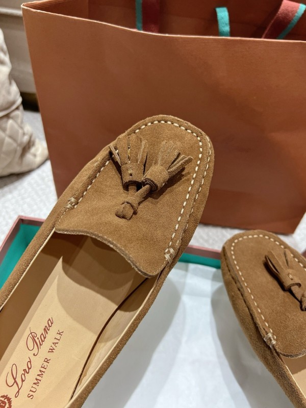 2025 Women LP Brown Suede Loafers Tassel LY00291